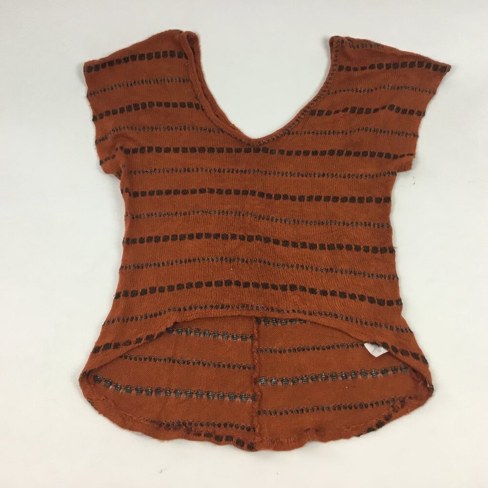 Bella D Rust Orange/Black V-neck Top